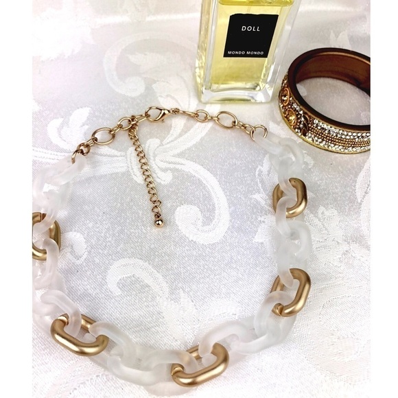 CLEAR LIGHTWEIGHT LUCITE LINK CHOKER - Picture 1 of 3